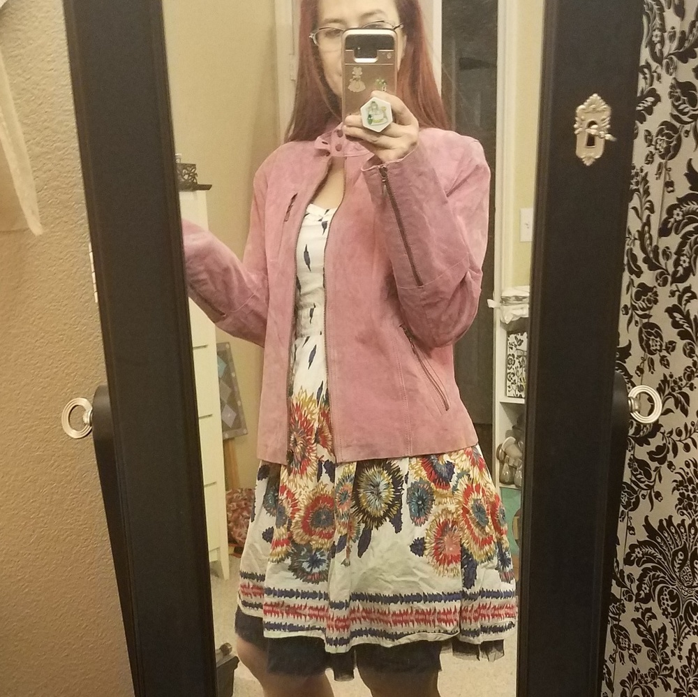 Junction West pink suede leather jacket L or Med